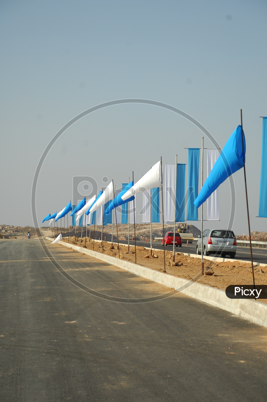 Flags alongside the road
