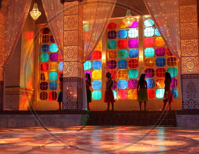 Decorated Houses Interior  With Curtains And led Lighting