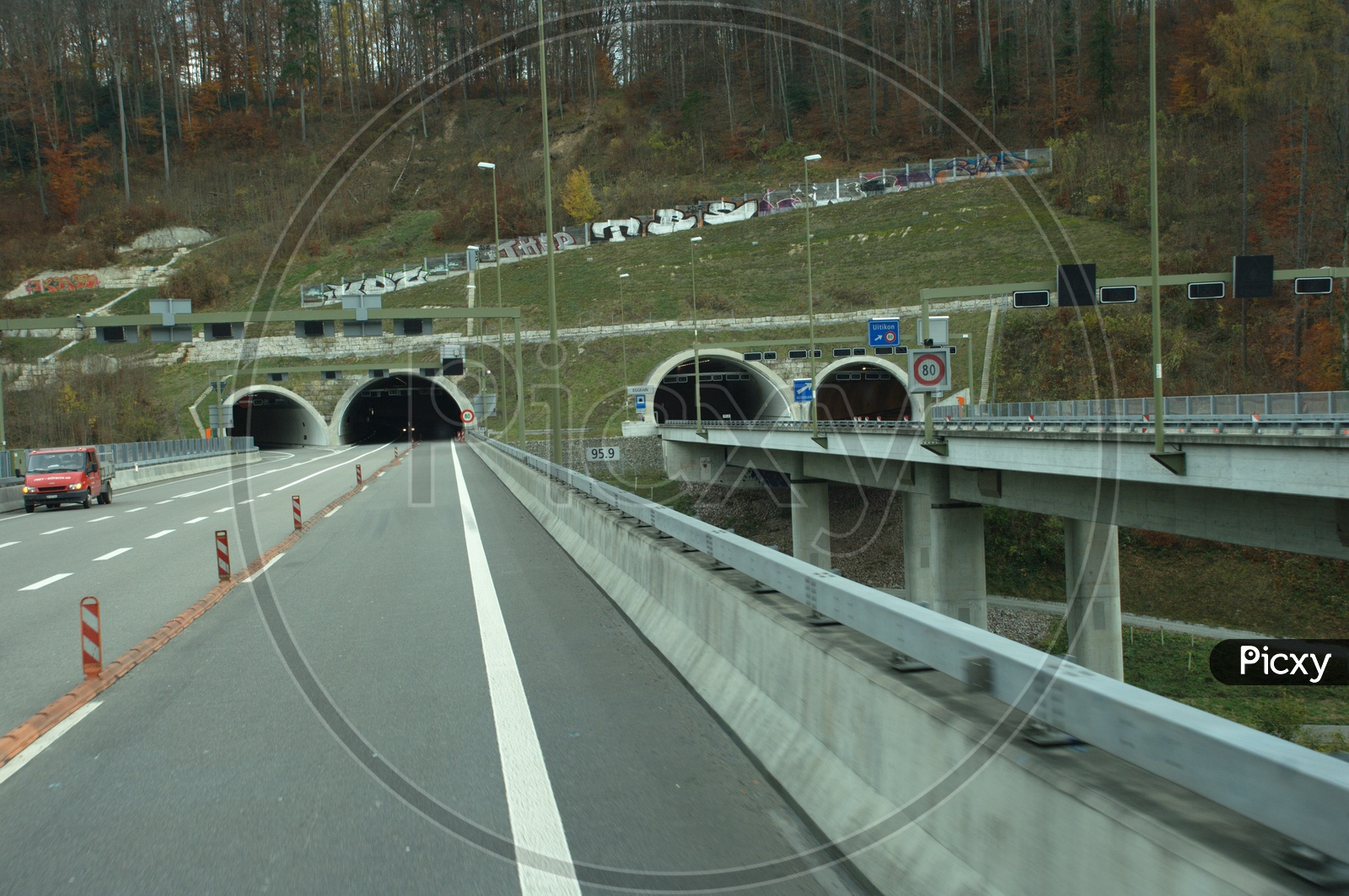 View of Controlled Access Highway through the tunnels