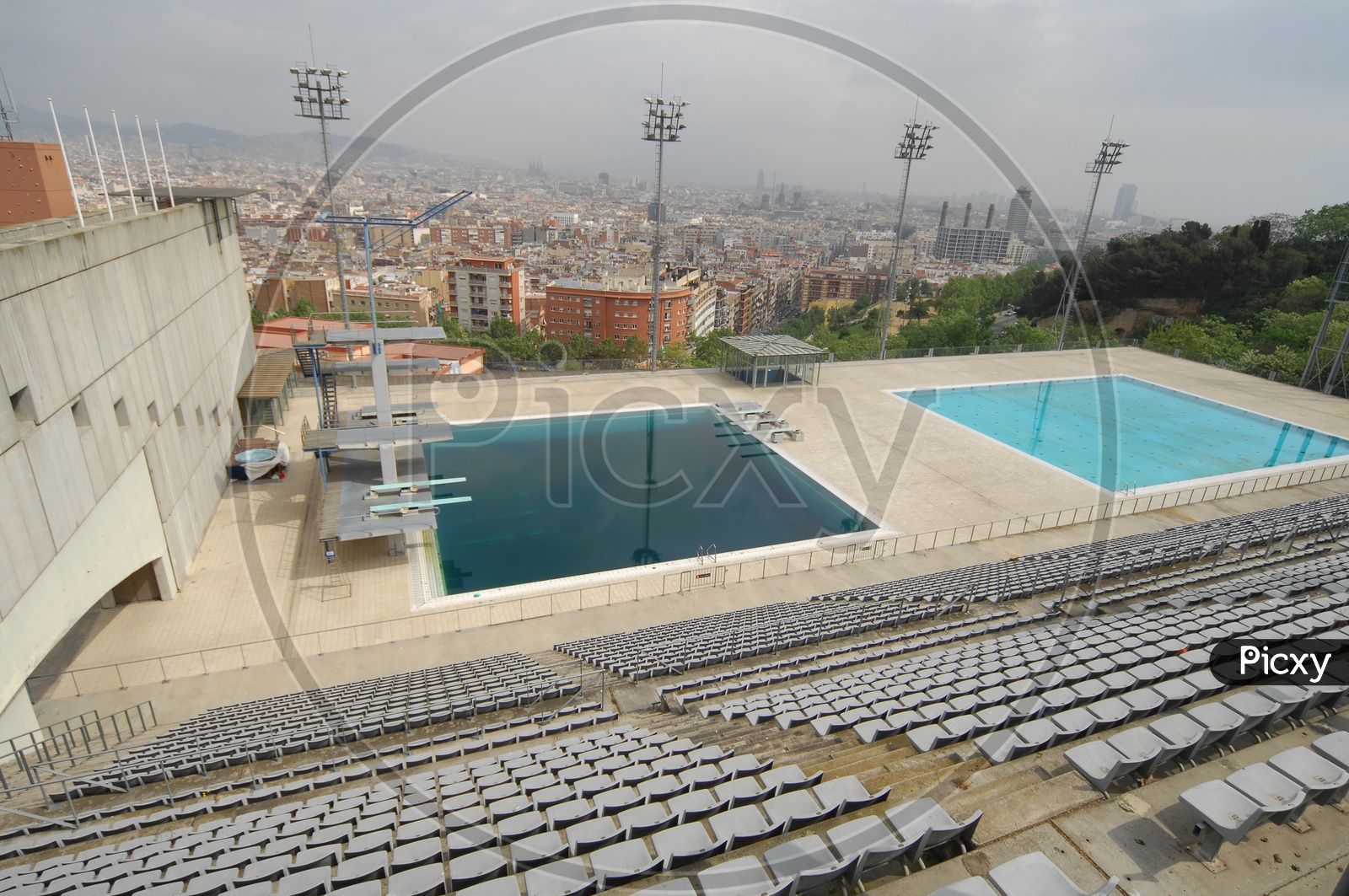 View of audience seating arrangement of the swimming pool