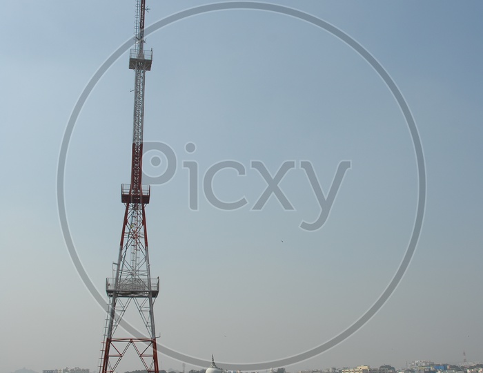 Cell phone tower in the city