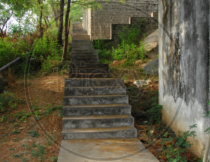 Stairway alongside the building