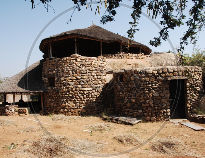 Walls Of a hut Constructed With Stones