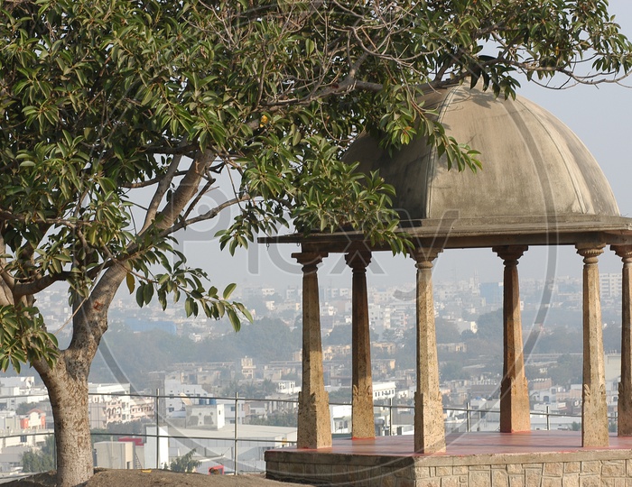 Dome Like Structure in a Fort  With City Scape View