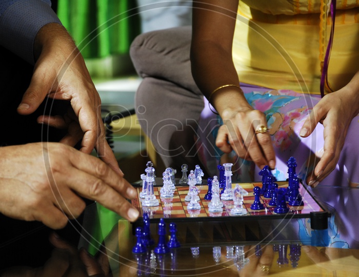 Chess players playing chess