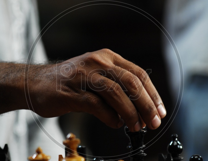 A man playing chess