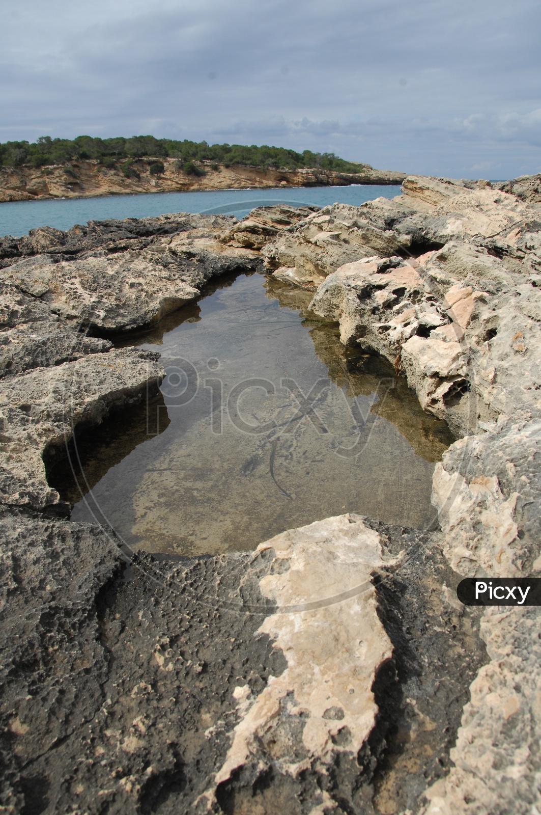 Water in seashore rock