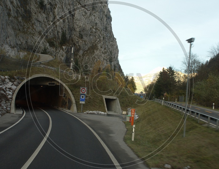 Roadways of Switzerland with swiss alps