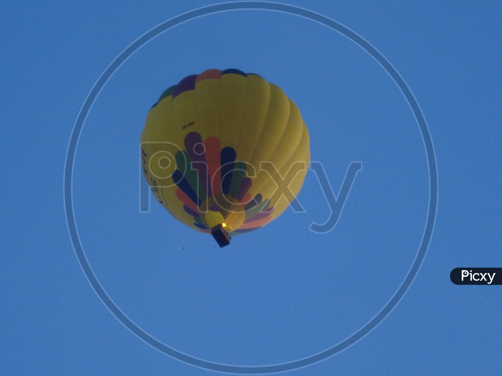 Hot air balloon in flight
