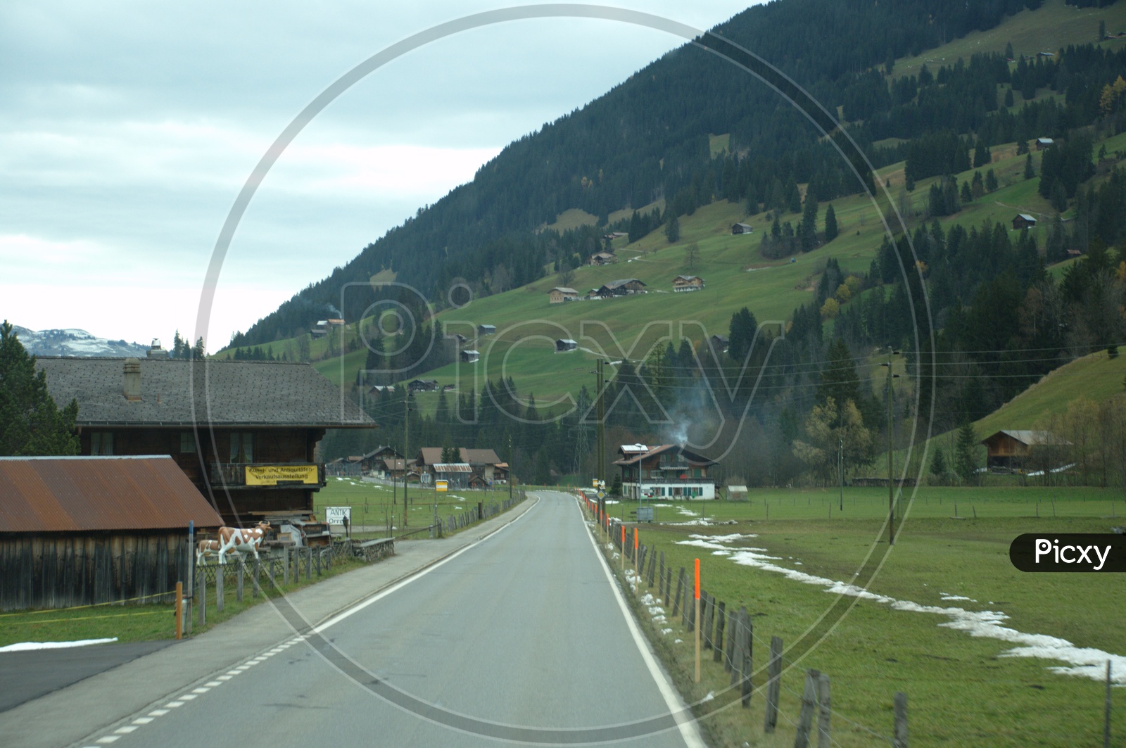 Roadways of Switzerland with swiss alps