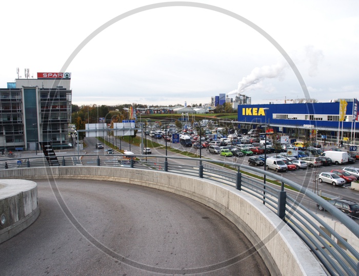 View of cars parked in front of IKEA