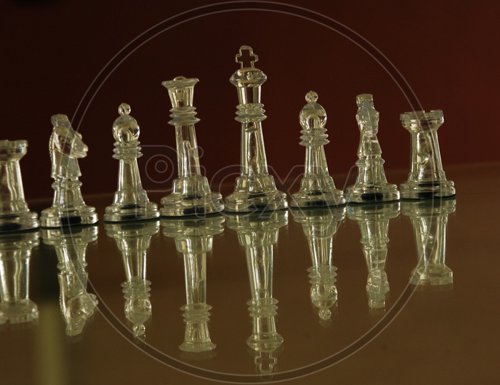 Transparent staunton chess pieces