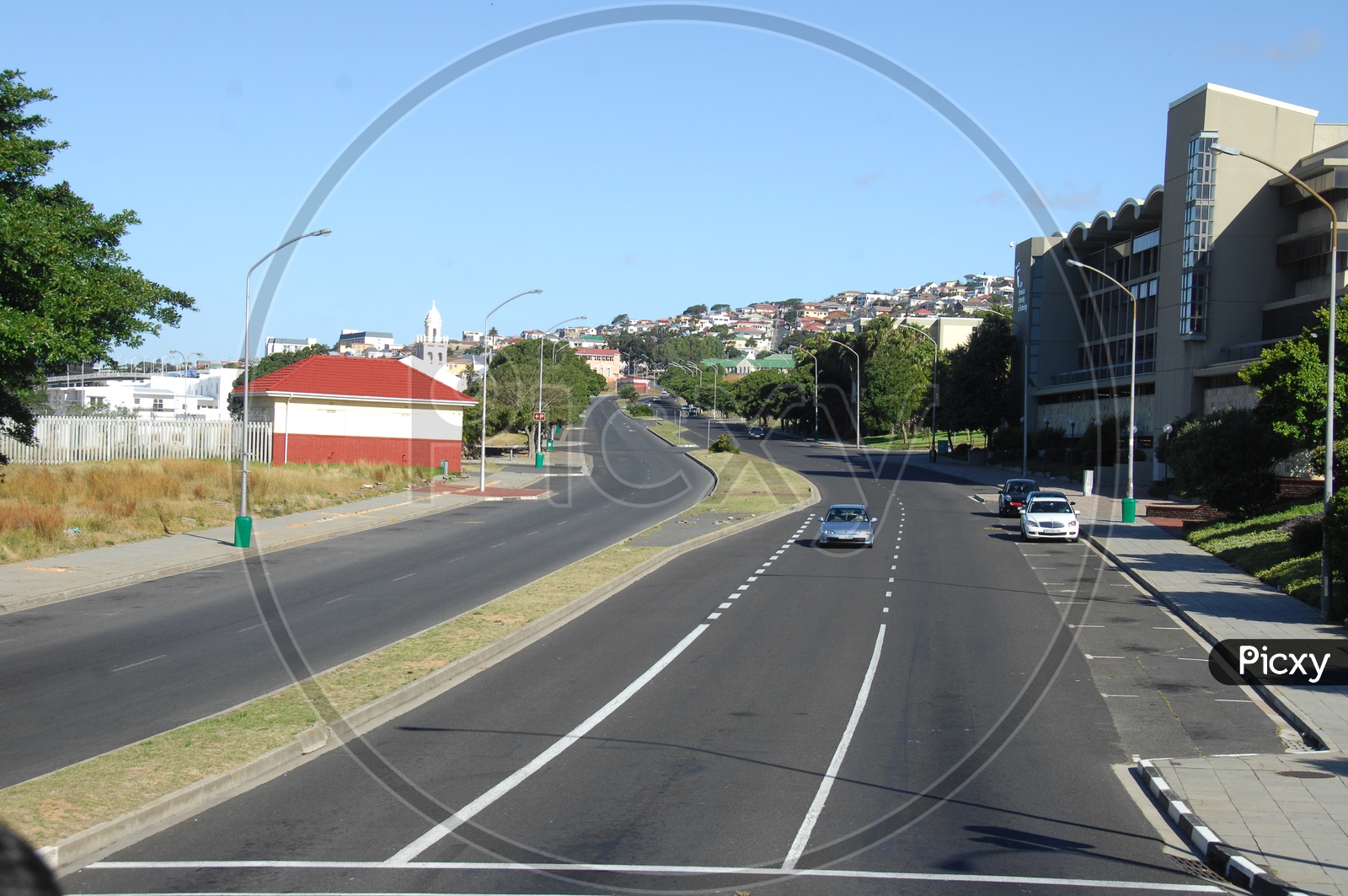 Image of View of cars moving along the controlled access highway