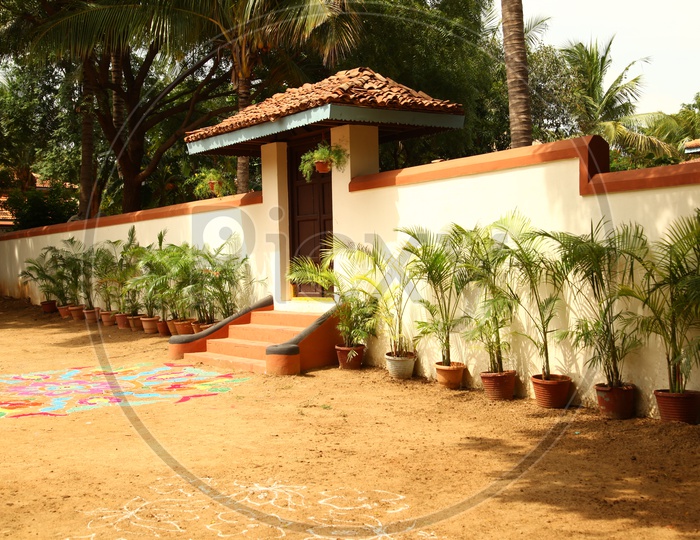 Village House Entrance With Rangoli