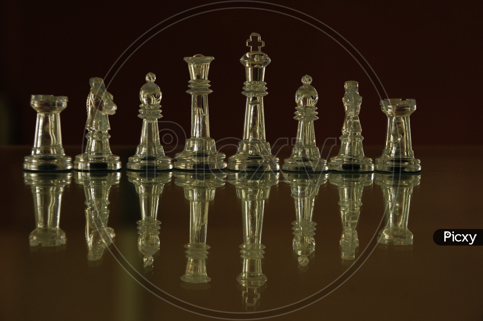 Transparent staunton chess pieces