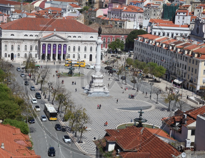 Rossio Square also known as the Pedro IV Square in Lisbon