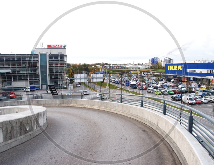 View of cars parked in front of IKEA