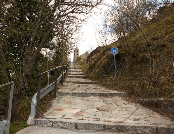 Walking path along the mountain