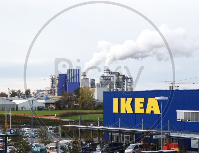 View of IKEA alongside the industry