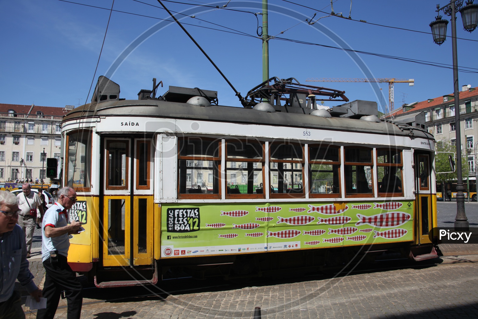 Electric Tram on the road in Lisbon