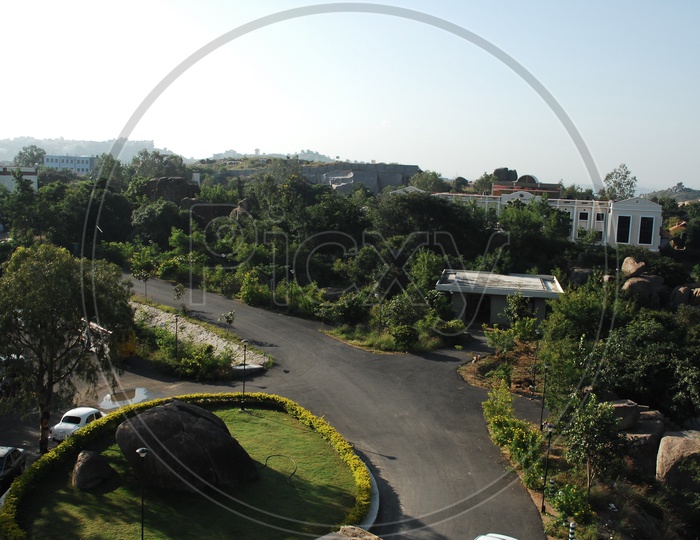 Aerial View of Roads in Ramoji film city