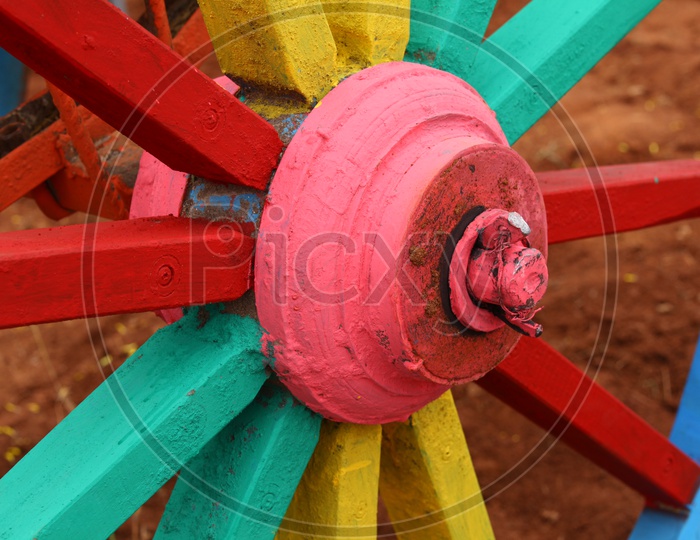 A Colorful cart wheel