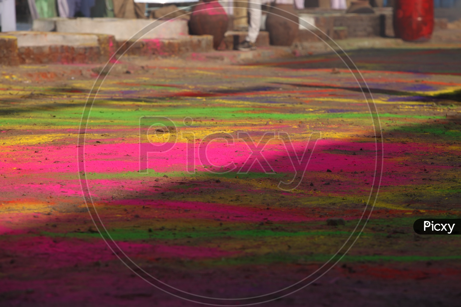 Mixed colors on the ground. Holi.