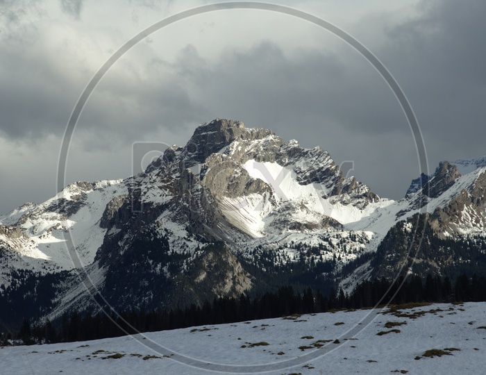 View of Swiss Alps with sunshine