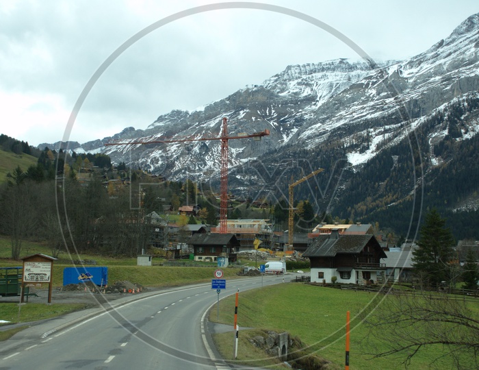 Roadways of Switzerland with beautiful mountains