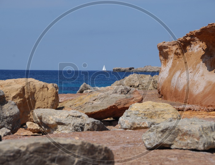 large rocks in a beach