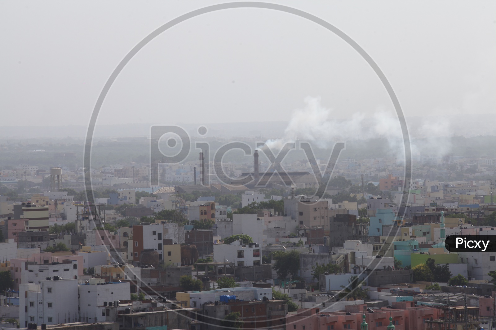 View of Hyderabad city with pollution
