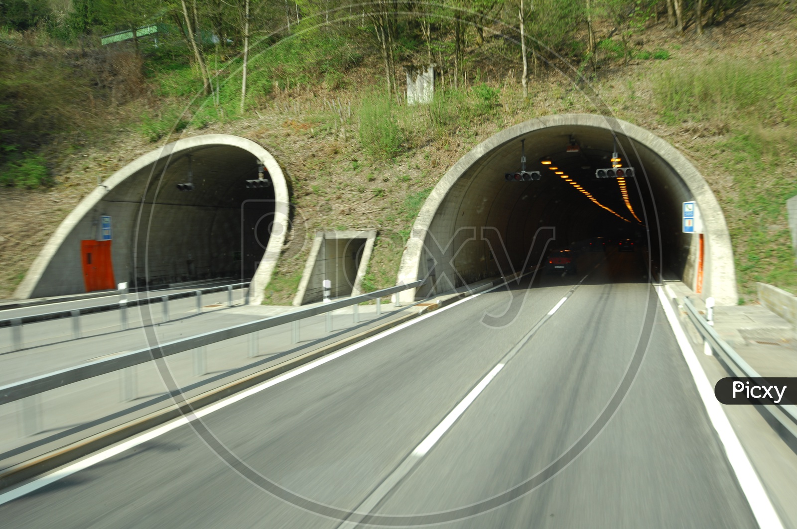 entrance and exit of a tunnel