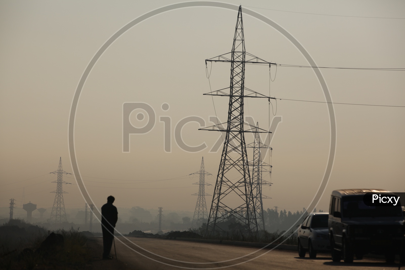 Silhouette of a man on road