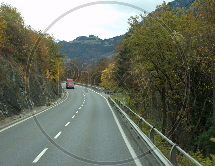 Roadway through the Alpines