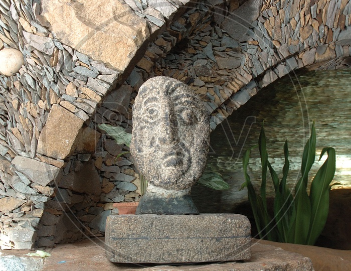 A Stone carving of the human face