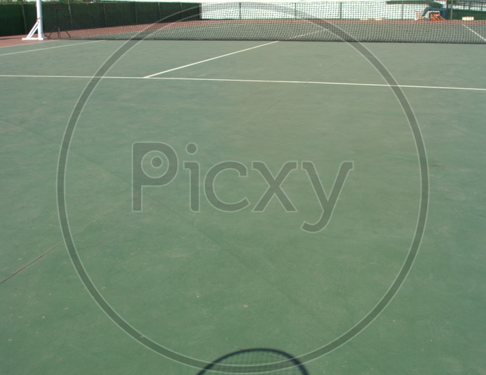 Tennis ball in a court