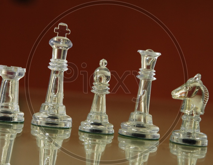 Transparent Staunton chess pieces