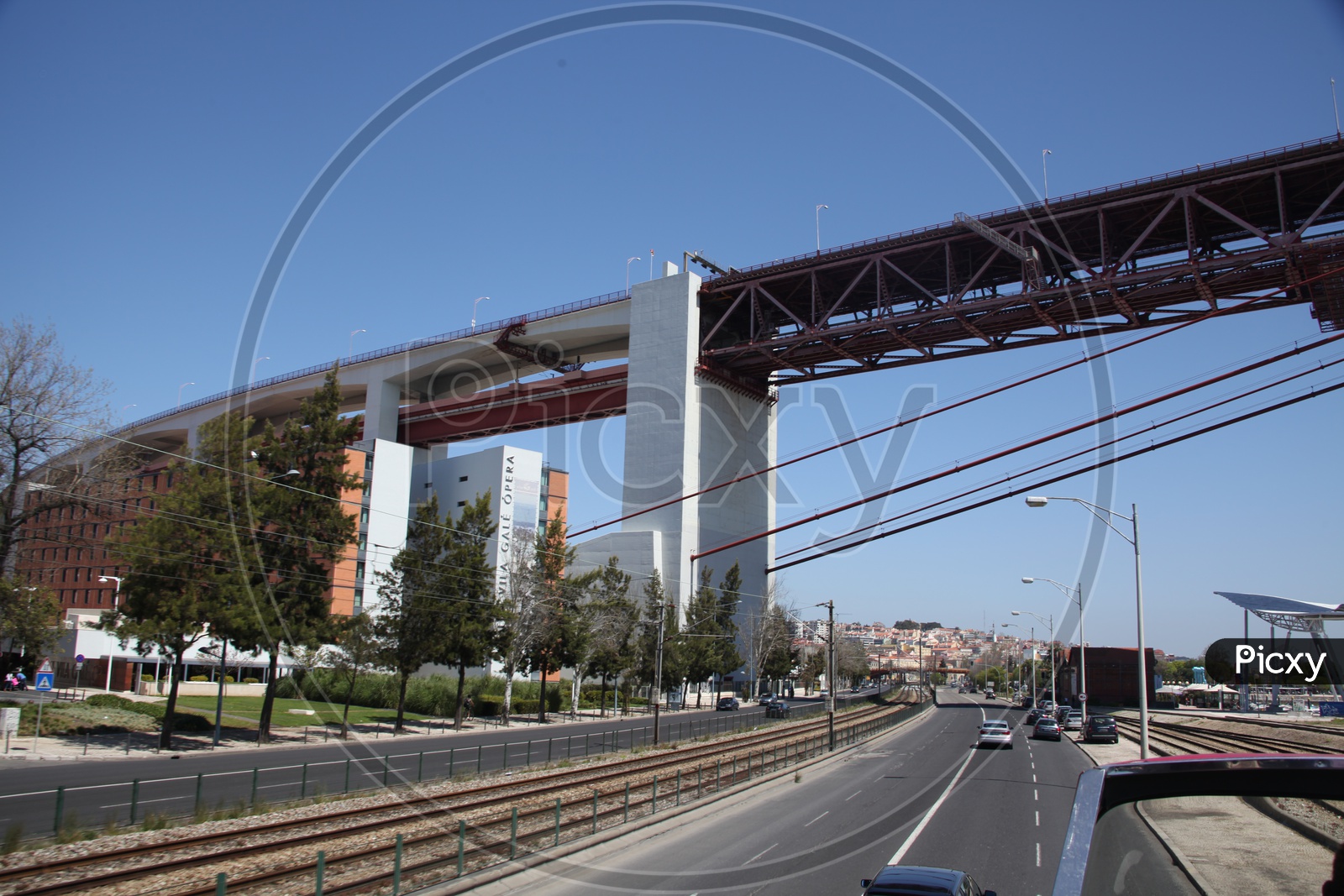 Road under the 25 De Abril suspension bridge