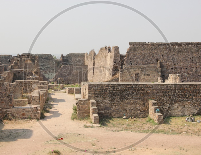 Old Ruins of Walls In Golconda Fort