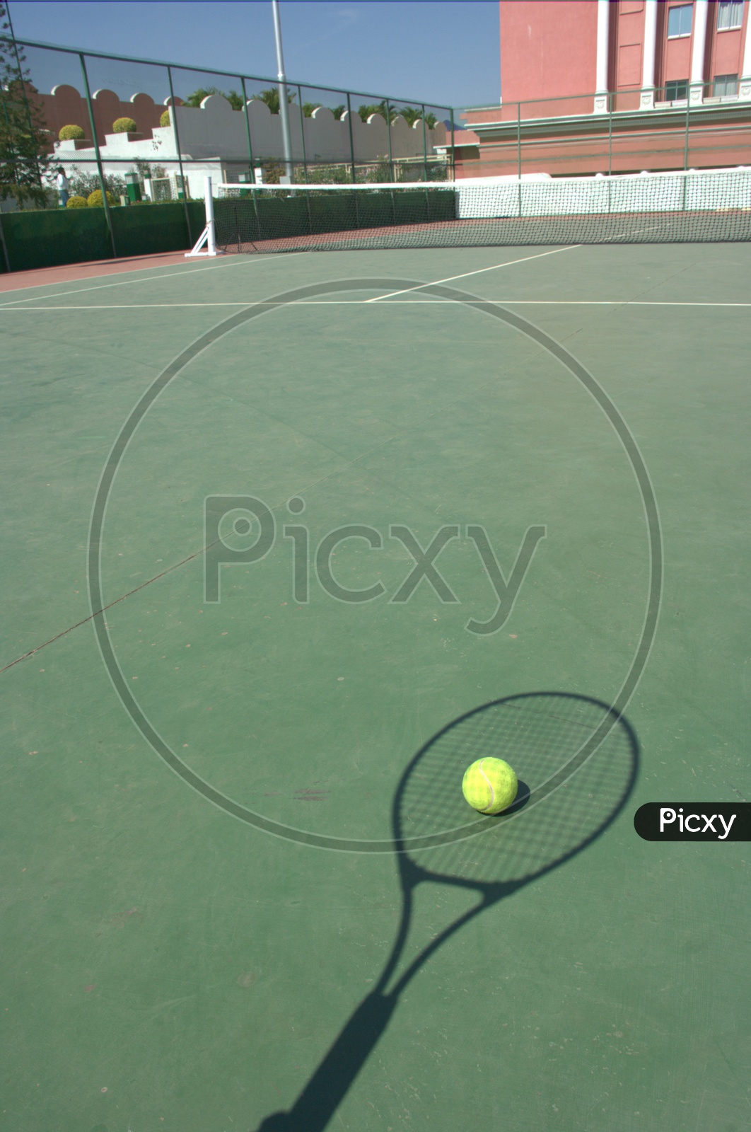 Tennis ball in a court