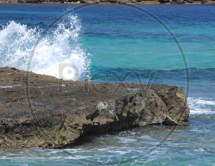 Waves on a rocky seashore