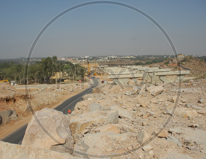 View of quarry area alongside the pillars