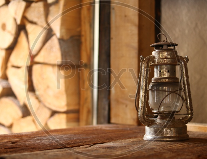 Old rusty oil lamp