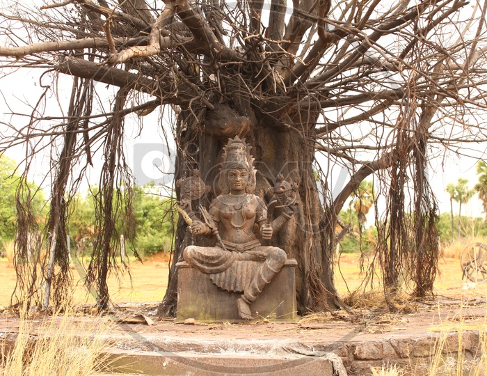 Hindu Goddess Idol under a tree