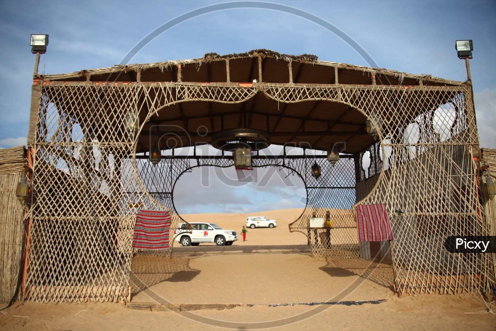 Entrance of a hotel in desert