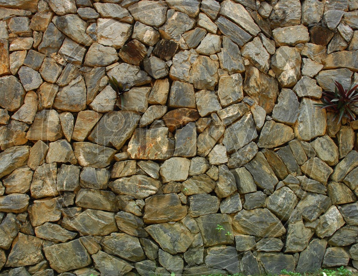 A wall built with rocks