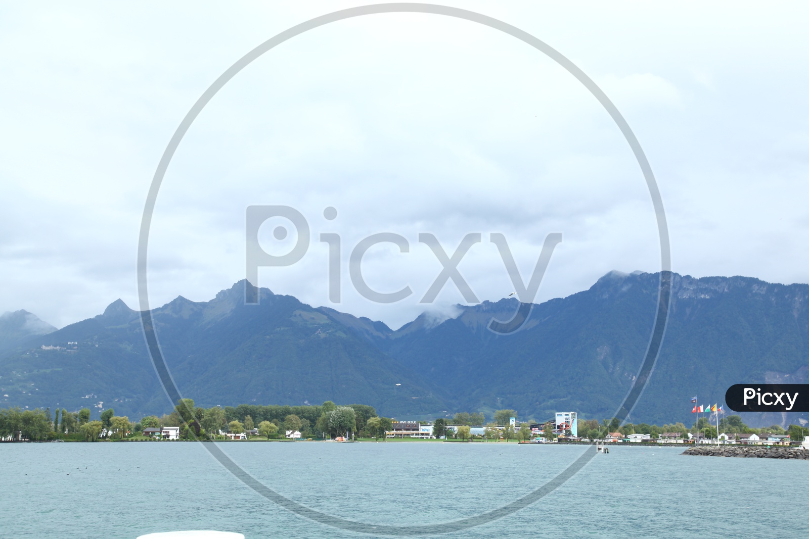 Lake Geneva with Swiss alps in the background