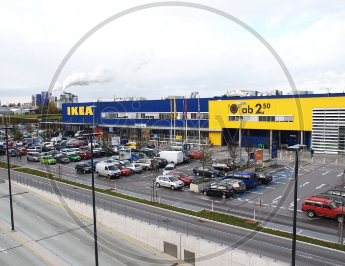 Cars parked in front of the IKEA