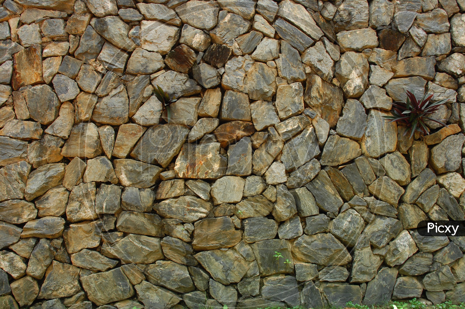 A wall built with rocks