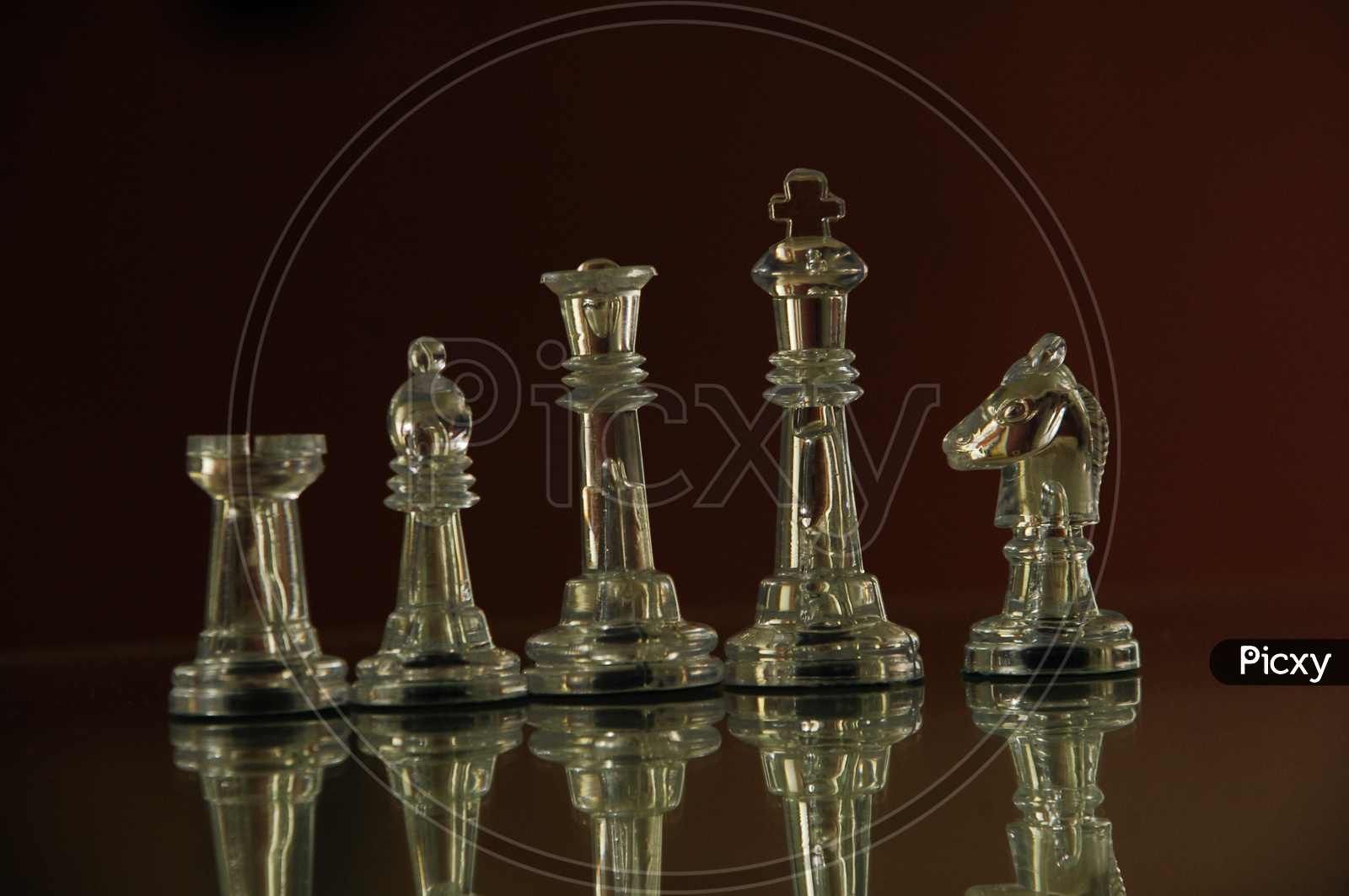 Transparent Staunton chess pieces